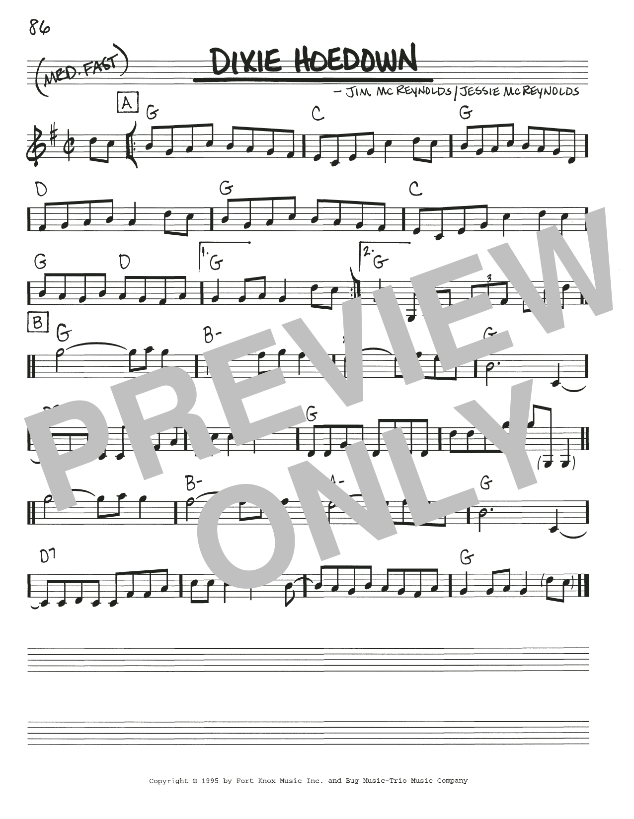 Jessie McReynolds Dixie Hoedown sheet music notes and chords. Download Printable PDF.