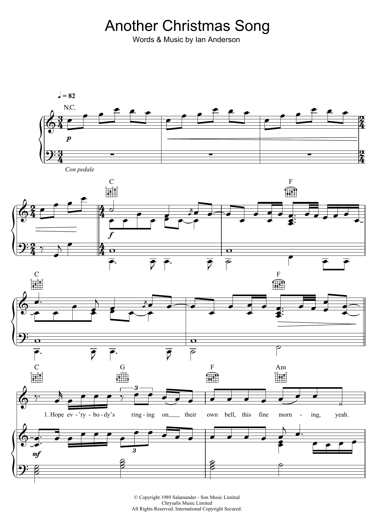 Jethro Tull Another Christmas Song sheet music notes and chords. Download Printable PDF.