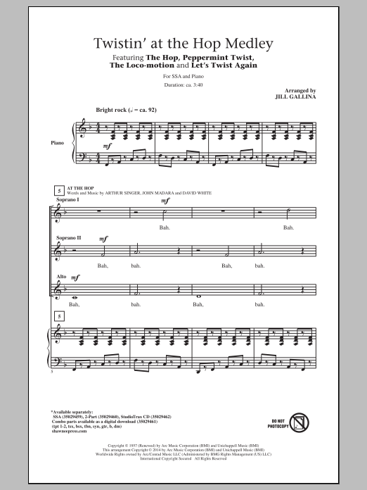 Jill Gallina At The Hop sheet music notes and chords. Download Printable PDF.