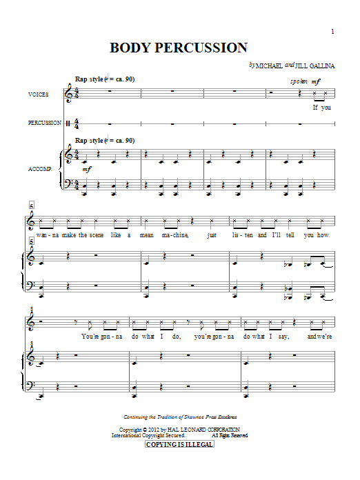 Michael & Jill Gallina Body Percussion sheet music notes and chords. Download Printable PDF.