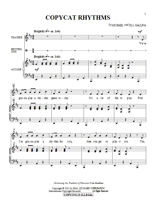 Michael & Jill Gallina Copy Cat Rhythms sheet music notes and chords. Download Printable PDF.