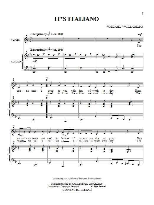 Michael & Jill Gallina It's Italiano sheet music notes and chords. Download Printable PDF.