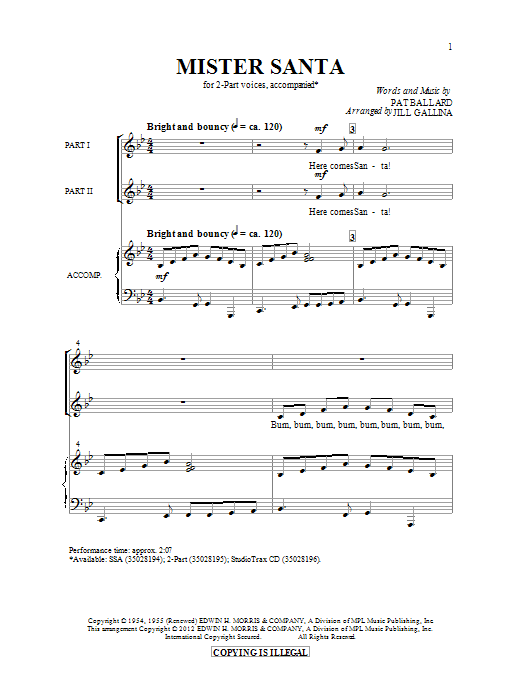 Jill Gallina Mister Santa sheet music notes and chords. Download Printable PDF.