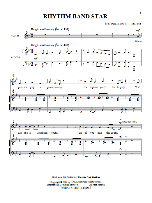 Michael & Jill Gallina Rhythm Band Star sheet music notes and chords. Download Printable PDF.