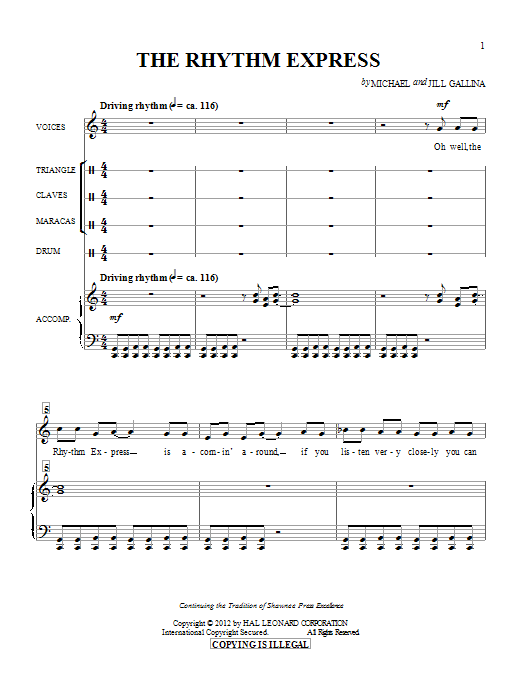 Michael & Jill Gallina The Rhythm Express sheet music notes and chords. Download Printable PDF.