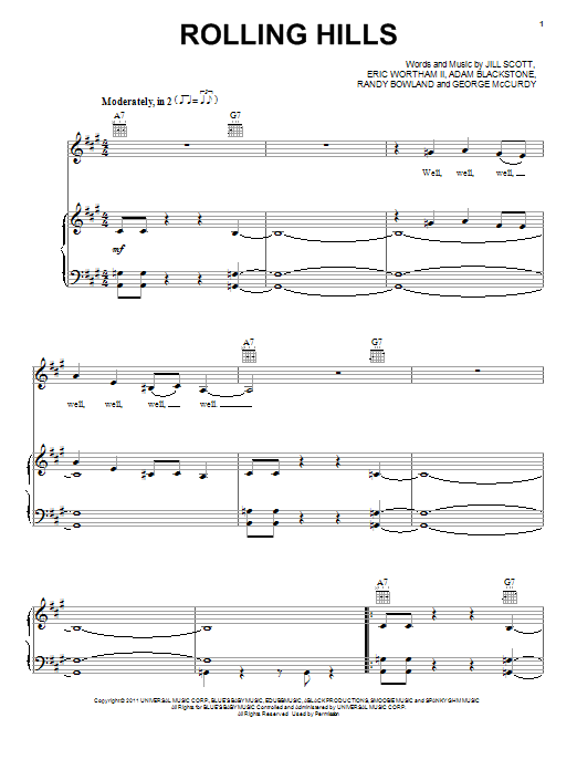 Jill Scott Rolling Hills sheet music notes and chords. Download Printable PDF.