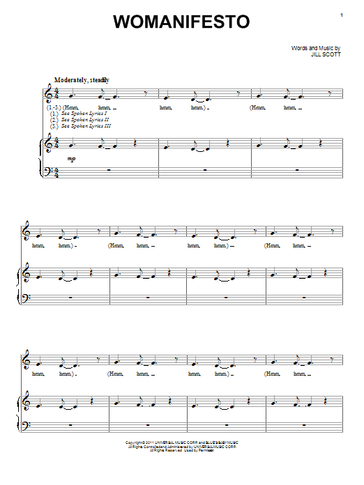 Jill Scott Womanifesto sheet music notes and chords. Download Printable PDF.