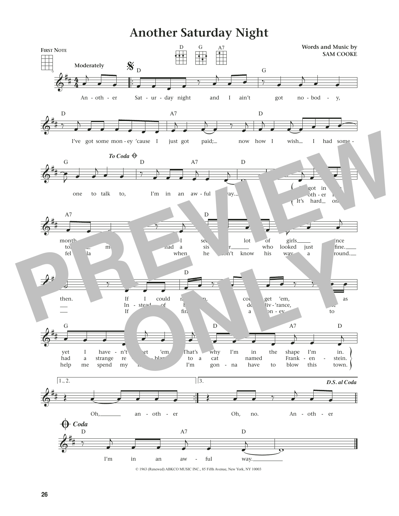 Jim Beloff Another Saturday Night (from The Daily Ukulele) (arr. Jim Beloff) sheet music notes and chords. Download Printable PDF.