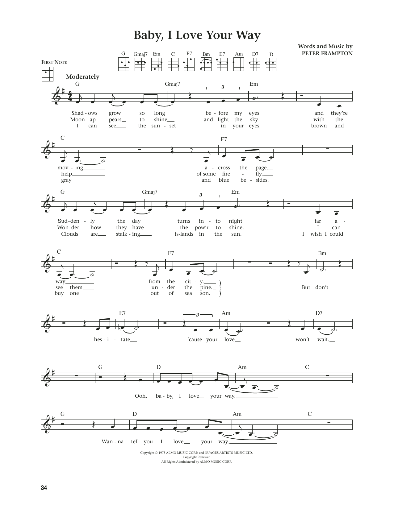 Jim Beloff Baby, I Love Your Way (from The Daily Ukulele) (arr. Jim Beloff) sheet music notes and chords. Download Printable PDF.