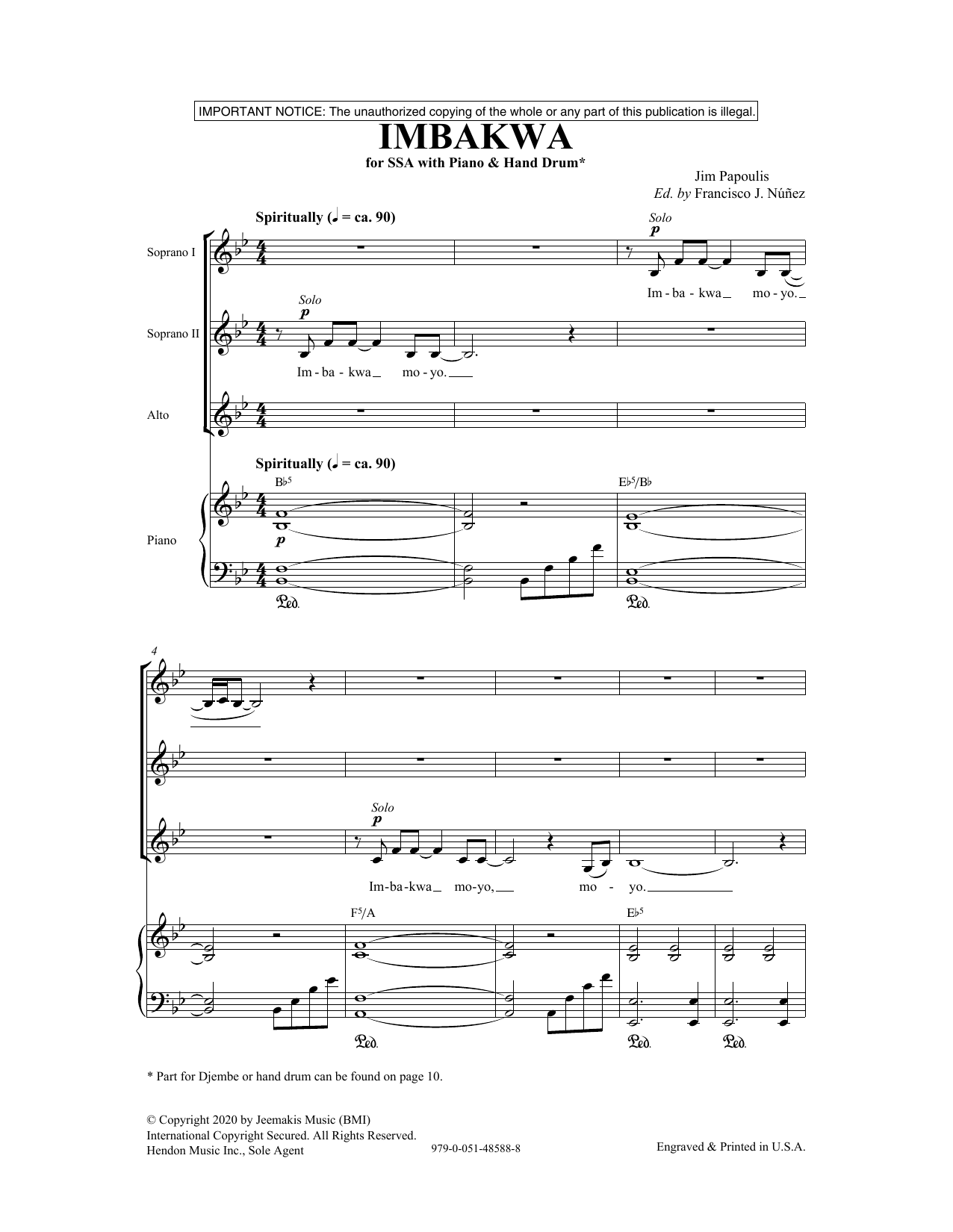 Jim Papoulis Imbakwa sheet music notes and chords. Download Printable PDF.