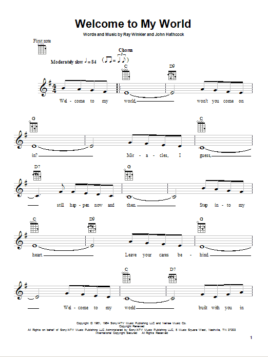 Jim Reeves Welcome To My World sheet music notes and chords. Download Printable PDF.