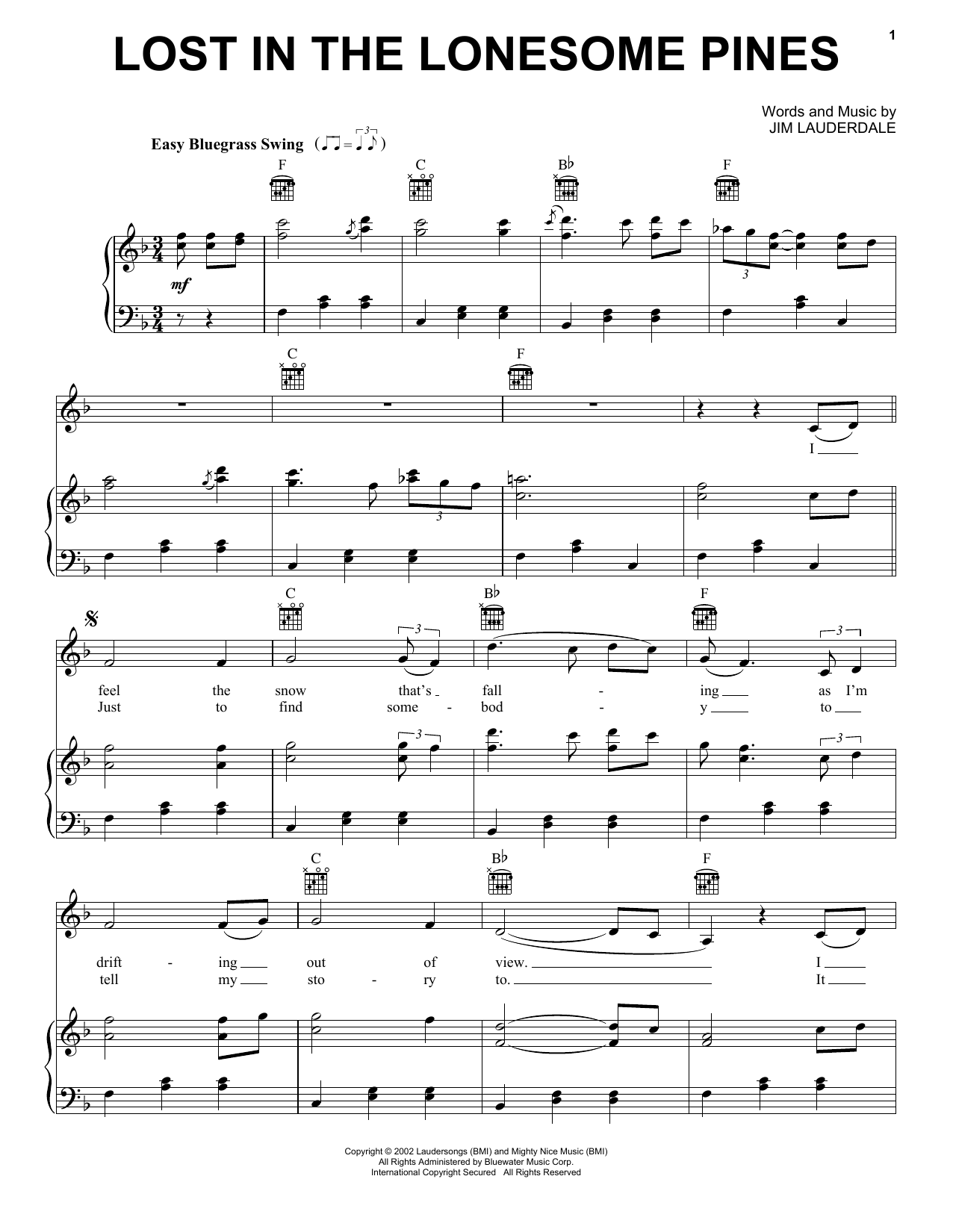 Learn to play Jim Lauderdale, Ralph Stanley & The Clinch Mountain Boys Lost In The Lonesome Pines sheet music for Piano, Vocal & Guitar Chords (Right-Hand Melody) in minutes. Price: 7.8900$ Jim Lauderdale, Ralph Stanley & The Clinch Mountain Boys Lost In The Lonesome Pines sheet music notes and chords arranged for Piano, Vocal & Guitar Chords (Right-Hand Melody)