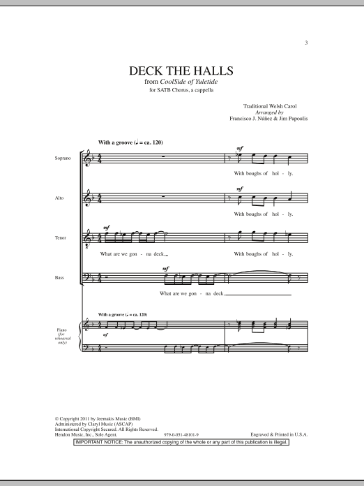 Jim Papoulis Deck The Halls sheet music notes and chords. Download Printable PDF.