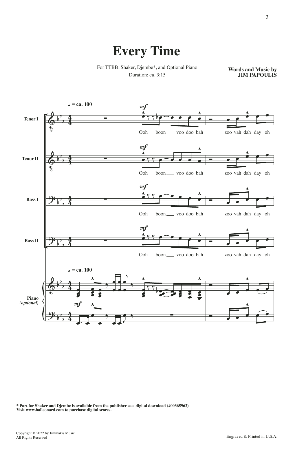 Jim Papoulis Every Time sheet music notes and chords. Download Printable PDF.