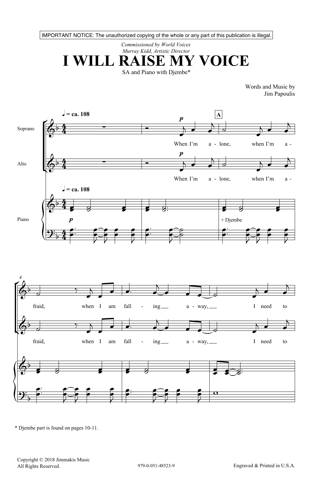 Learn to play Jim Papoulis I Will Raise My Voice sheet music for 2-Part Choir in minutes. Price: 3.9900$ Jim Papoulis I Will Raise My Voice sheet music notes and chords arranged for 2-Part Choir