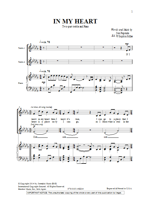 Jim Papoulis In My Heart sheet music notes and chords. Download Printable PDF.