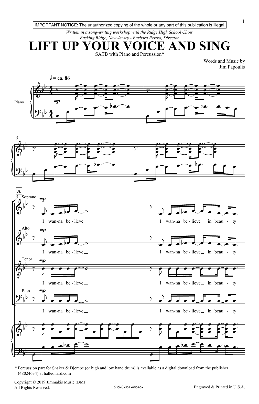 Learn to play Jim Papoulis Lift Up Your Voice And Sing sheet music for SATB Choir in minutes. Price: 3.9900$ Jim Papoulis Lift Up Your Voice And Sing sheet music notes and chords arranged for SATB Choir