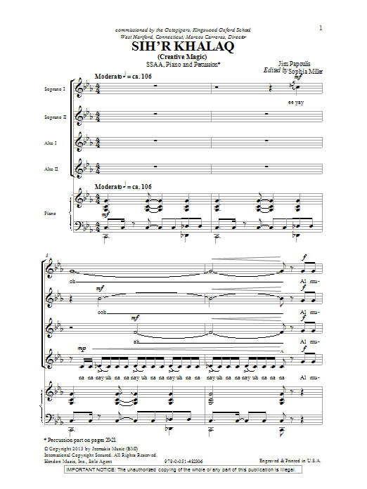 Jim Papoulis Sihr Halac sheet music notes and chords. Download Printable PDF.