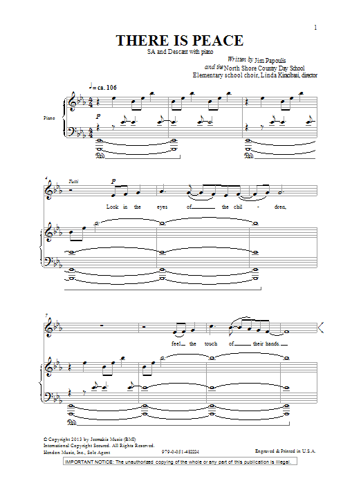 Jim Papoulis There Is Peace sheet music notes and chords. Download Printable PDF.