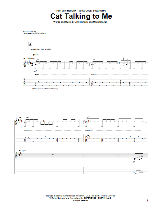 Learn to play Jimi Hendrix Cat Talking To Me sheet music for Guitar Tab in minutes. Jimi Hendrix Cat Talking To Me sheet music notes and chords. Download Printable PDF.