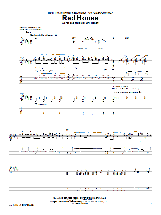is belastning Materialisme Jimi Hendrix "Red House" Sheet Music PDF Notes, Chords | Blues Score Easy  Guitar Download Printable. SKU: 27823