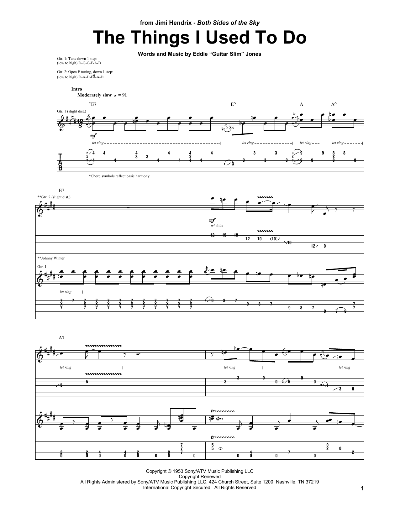 Jimi Hendrix The Things That I Used To Do Sheet Music Pdf Notes