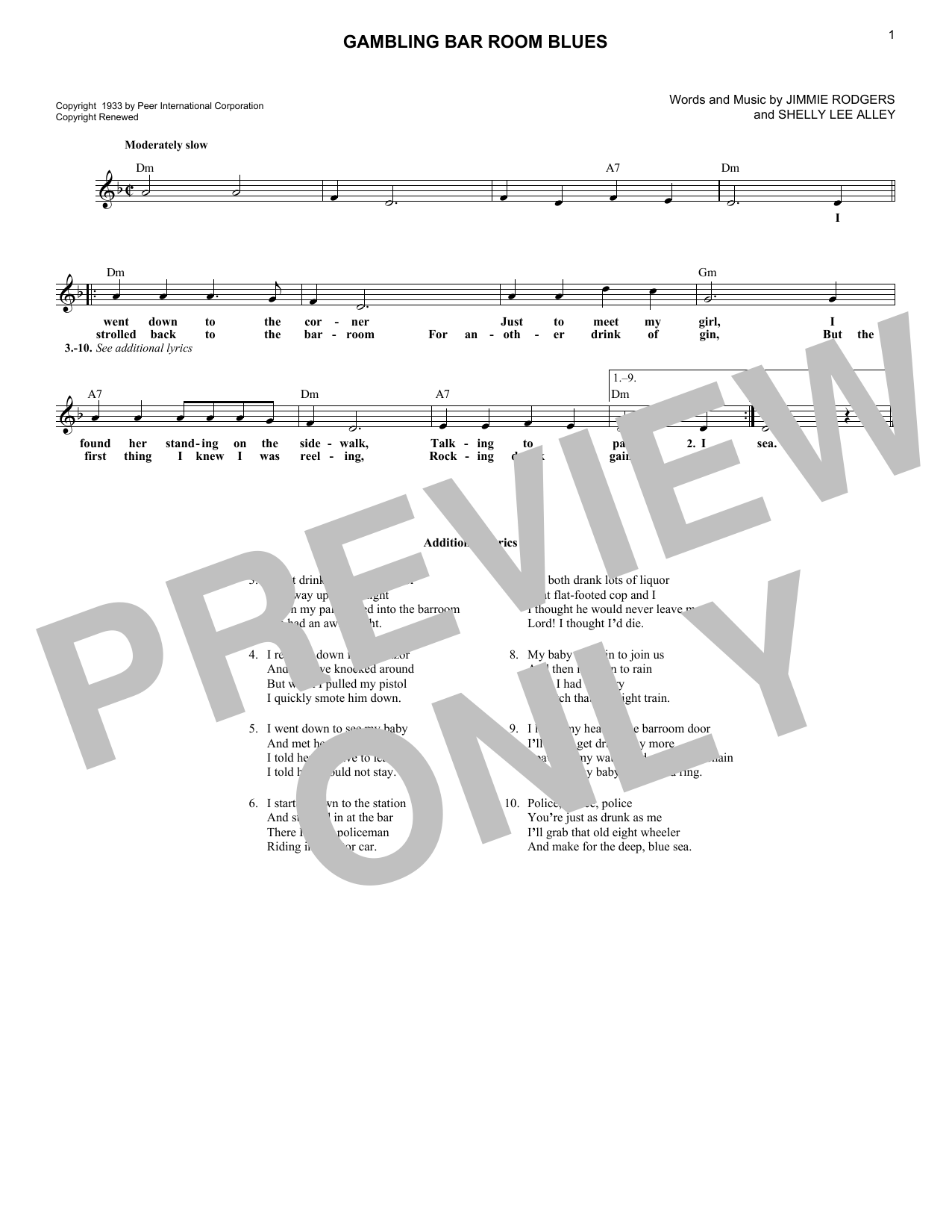 Learn to play Jimmie Rodgers Gambling Bar Room Blues sheet music for Lead Sheet / Fake Book in minutes. Price: 5.9900$ Jimmie Rodgers Gambling Bar Room Blues sheet music notes and chords arranged for Lead Sheet / Fake Book