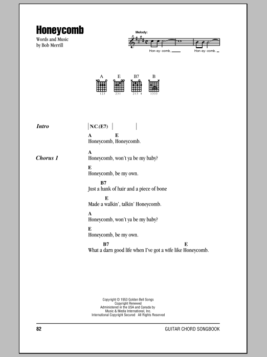 Jimmie Rodgers Honeycomb sheet music notes and chords. Download Printable PDF.