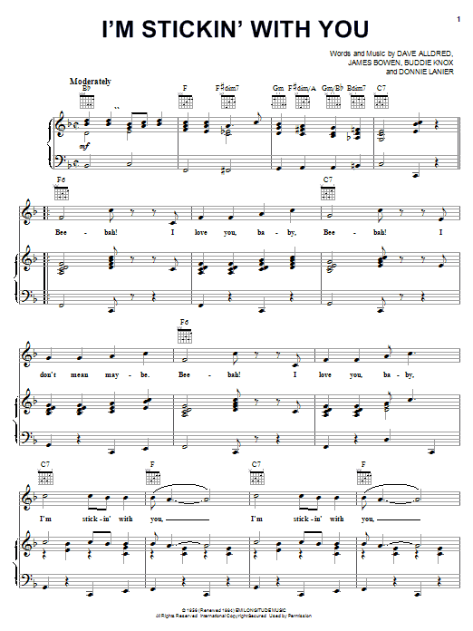 Jimmy Bowen I'm Stickin' With You sheet music notes and chords. Download Printable PDF.