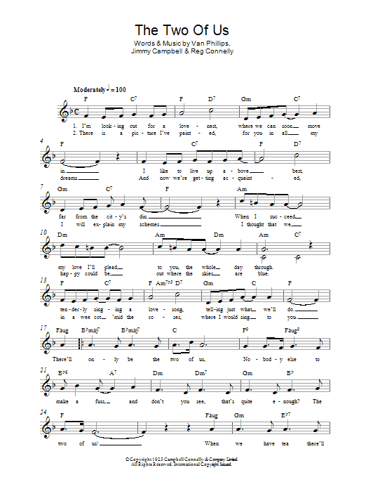 Jimmy Campbell The Two Of Us sheet music notes and chords arranged for Lead Sheet / Fake Book