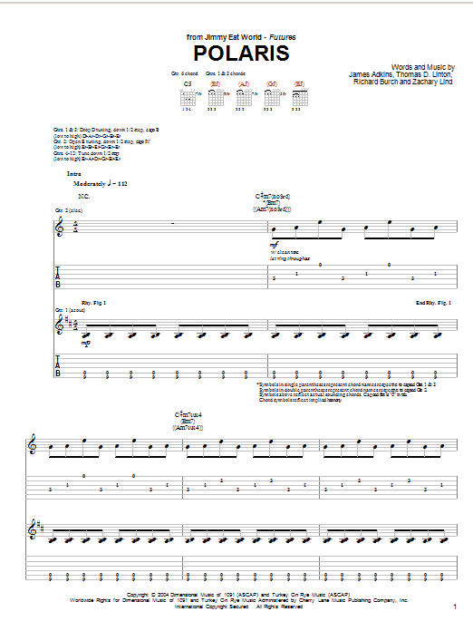 Jimmy Eat World Polaris sheet music notes and chords. Download Printable PDF.