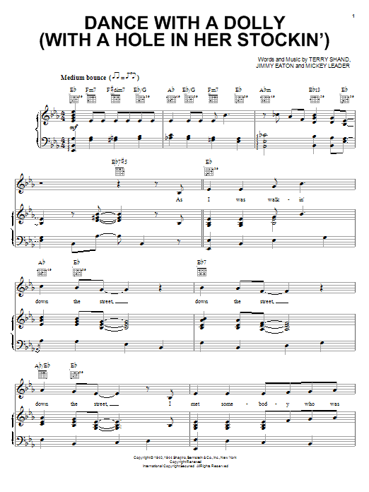 Learn to play Jimmy Eaton Dance With A Dolly (With A Hole In Her Stockin') sheet music for Piano, Vocal & Guitar (Right-Hand Melody) in minutes. Price: 7.7900$ Jimmy Eaton Dance With A Dolly (With A Hole In Her Stockin') sheet music notes and chords. Download Printable PDF.