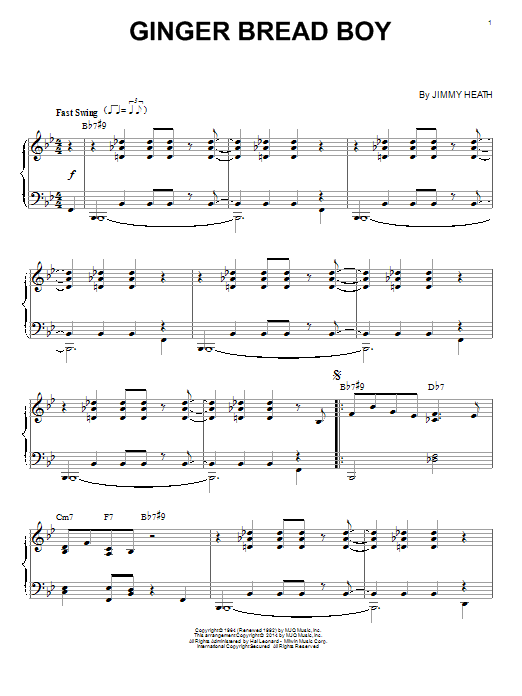 Jimmy Heath Ginger Bread Boy sheet music notes and chords. Download Printable PDF.