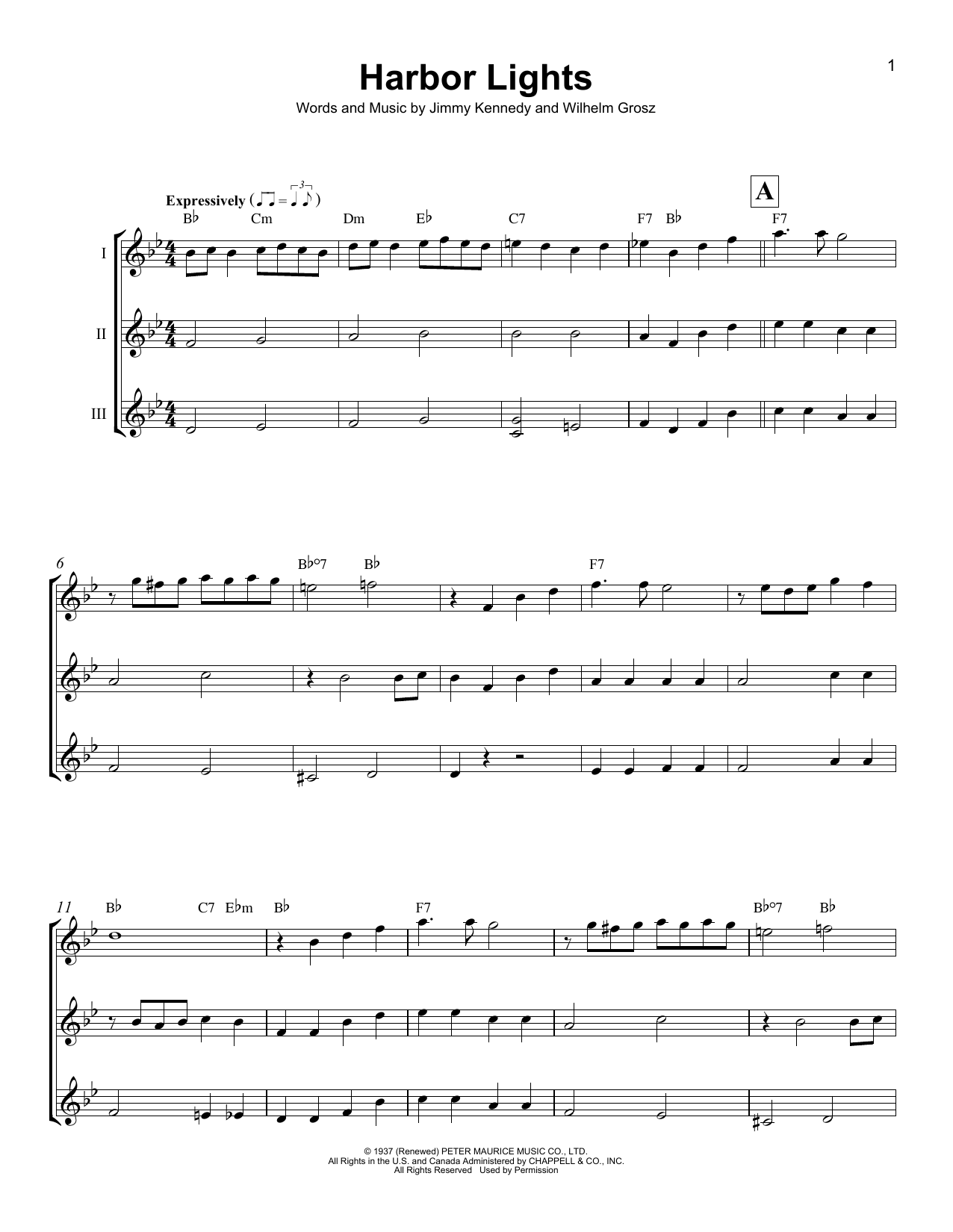 Jimmy Kennedy Harbor Lights sheet music notes and chords. Download Printable PDF.