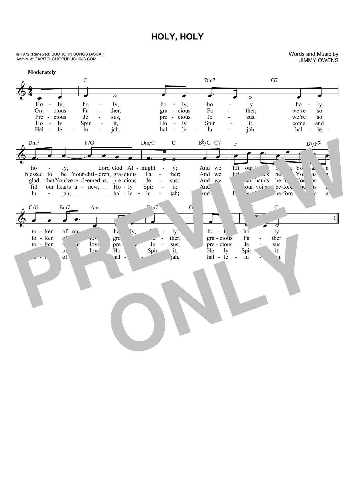 Jimmy Owens Holy, Holy sheet music notes and chords. Download Printable PDF.