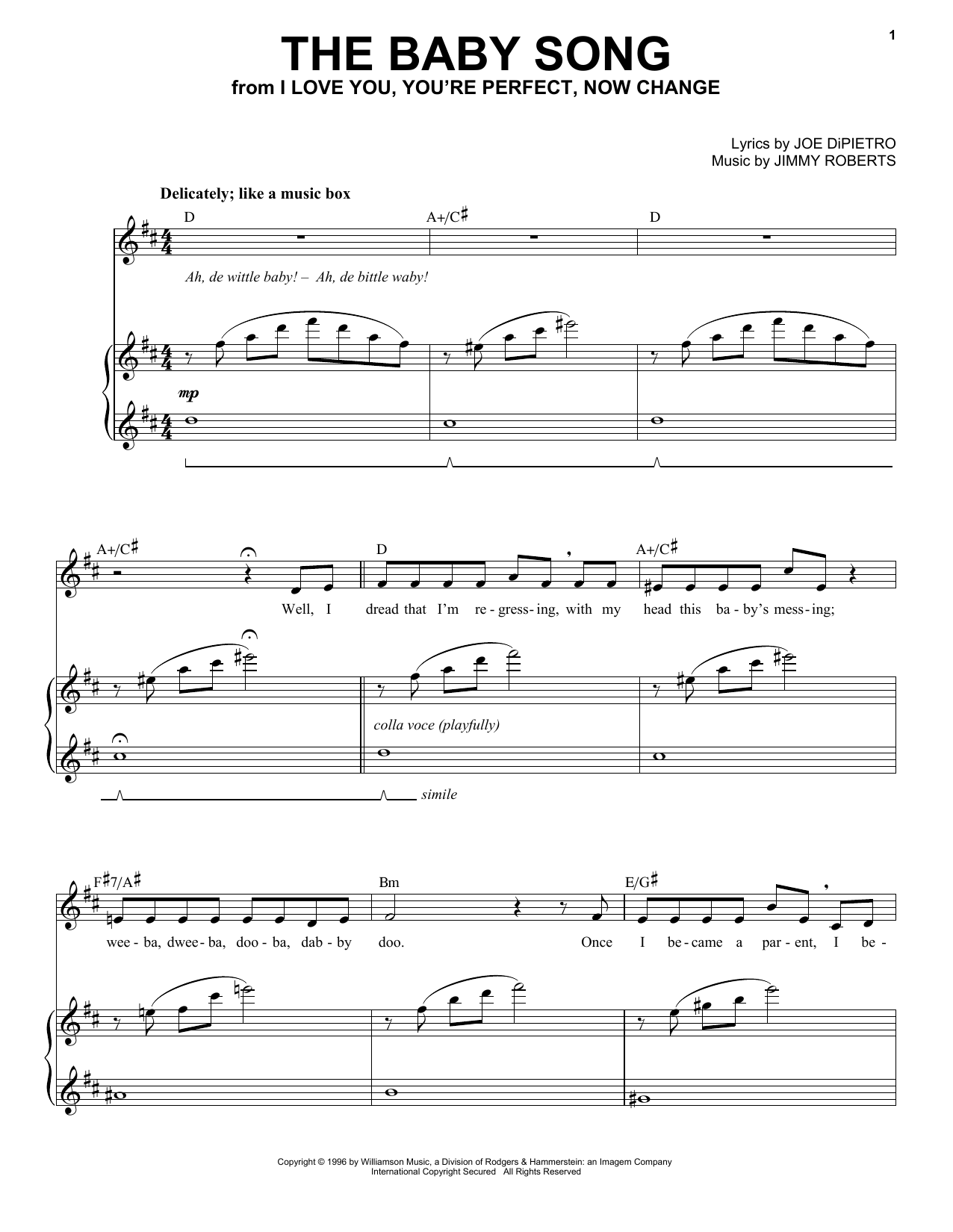 Jimmy Roberts The Baby Song sheet music notes and chords. Download Printable PDF.