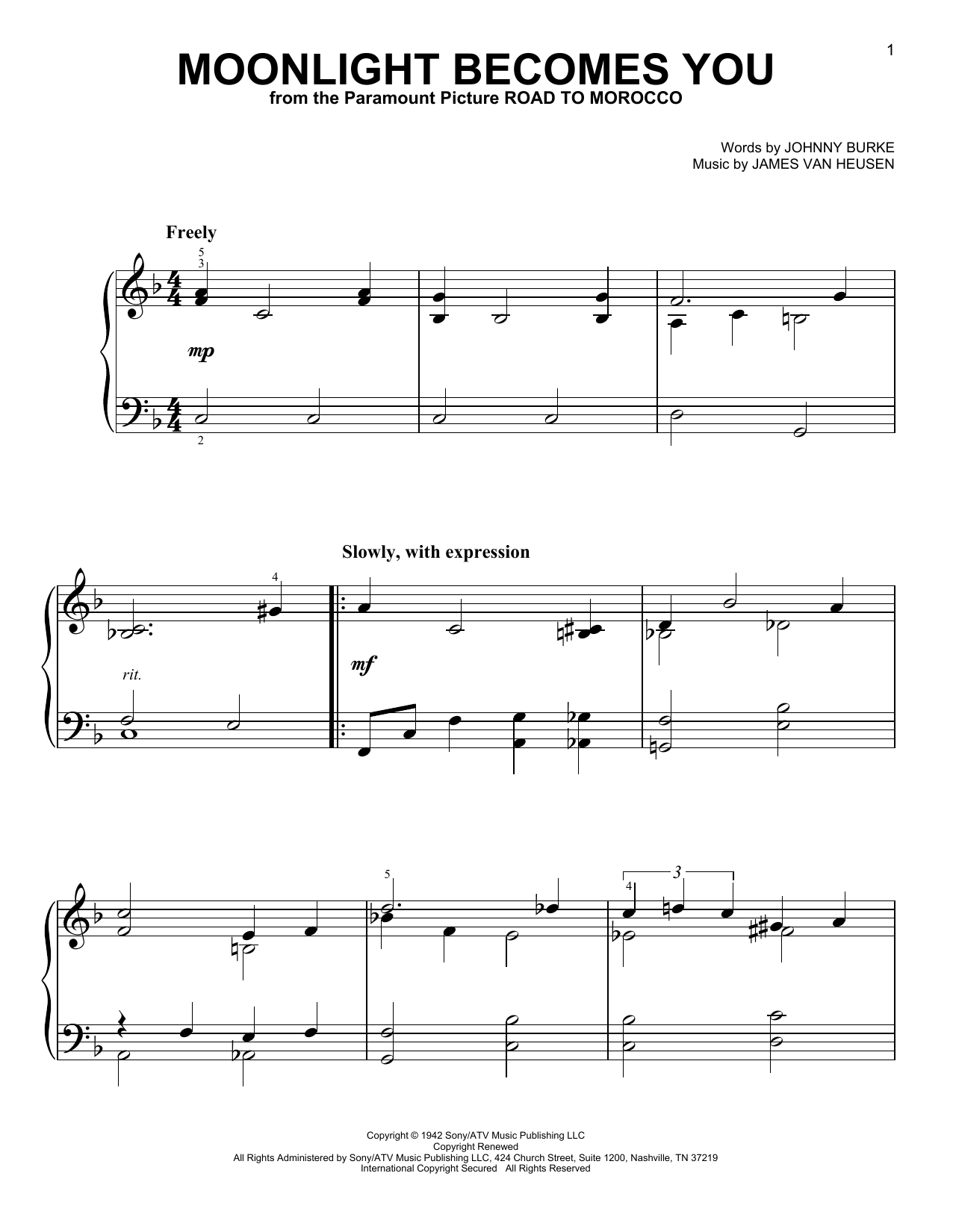 Learn to play Jimmy Van Heusen Moonlight Becomes You sheet music for Easy Lead Sheet / Fake Book in minutes. Price: 5.9900$ Jimmy Van Heusen Moonlight Becomes You sheet music notes and chords arranged for Easy Lead Sheet / Fake Book