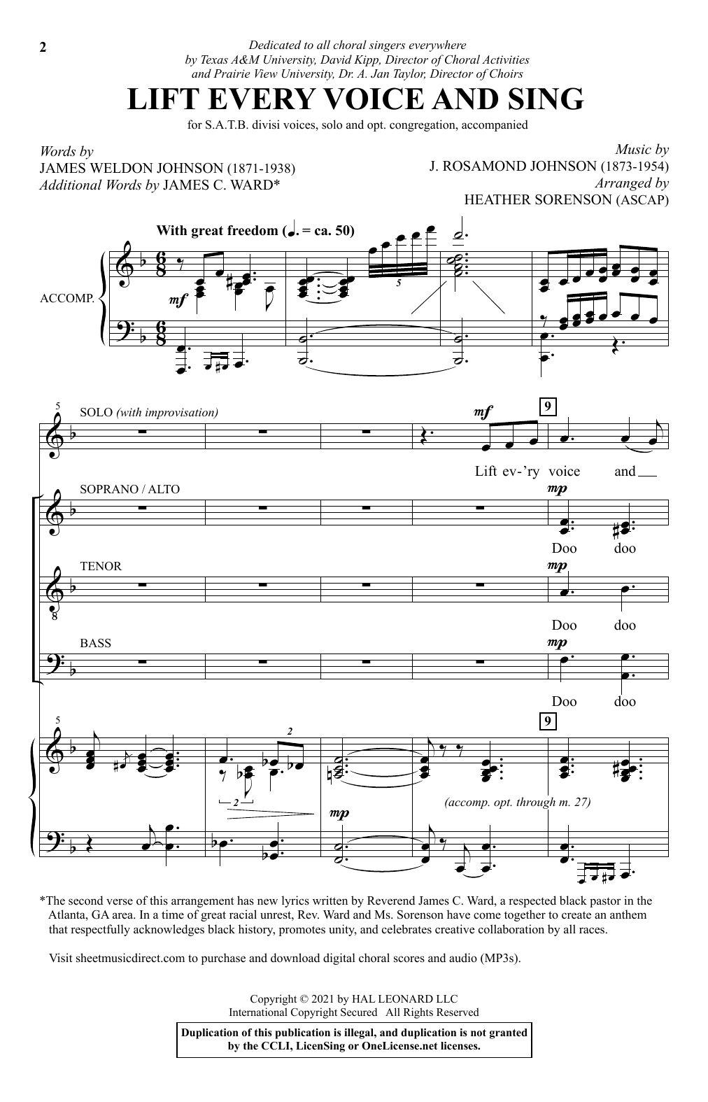 lift every voice and sing sheet music pdf