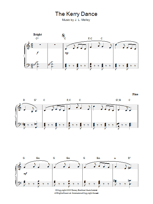 J.L. Molloy Kerry Dance sheet music notes and chords arranged for Easy Piano