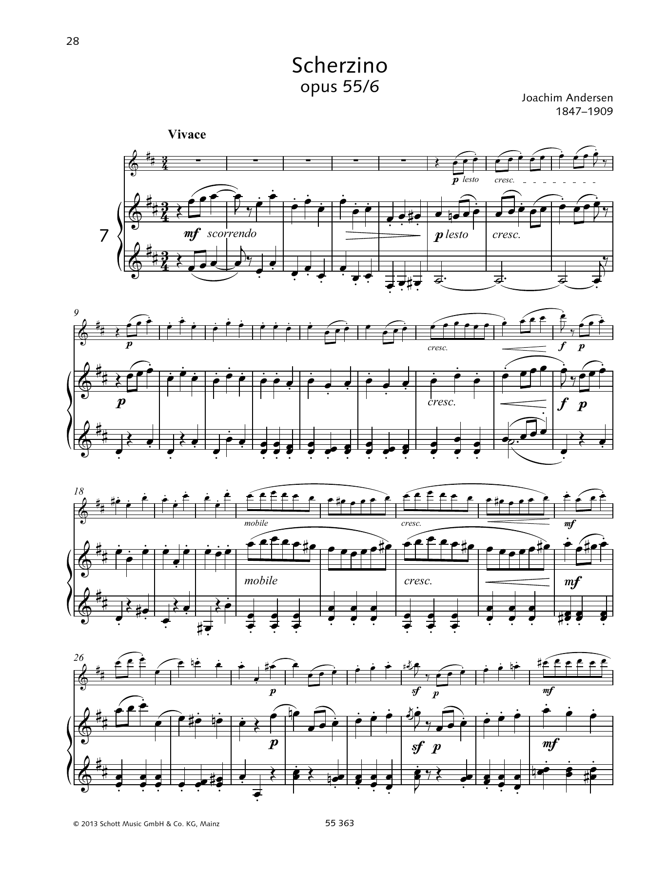 Joachim Andersen Scherzino sheet music notes and chords. Download Printable PDF.