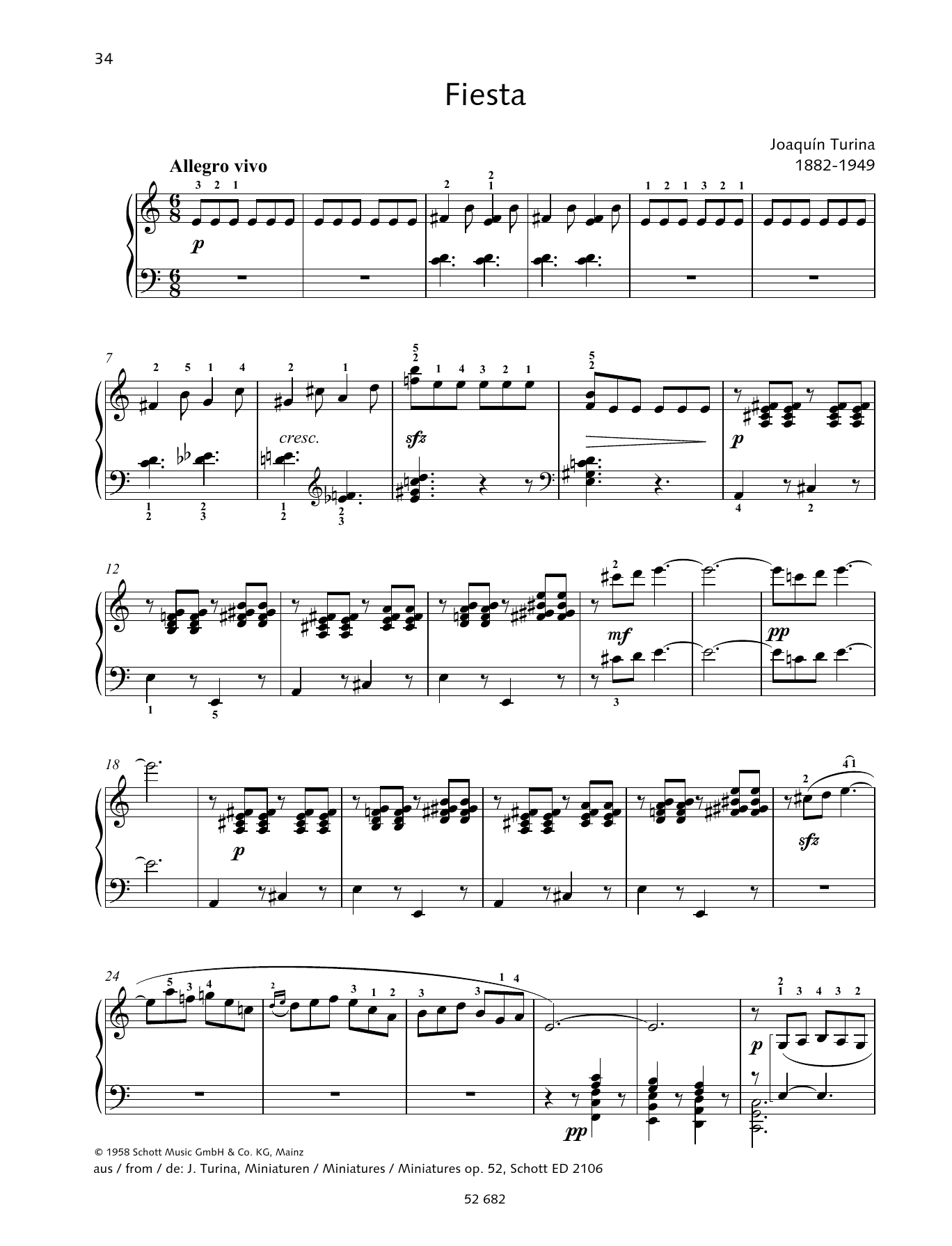 Joaquín Turina Fiesta sheet music notes and chords. Download Printable PDF.