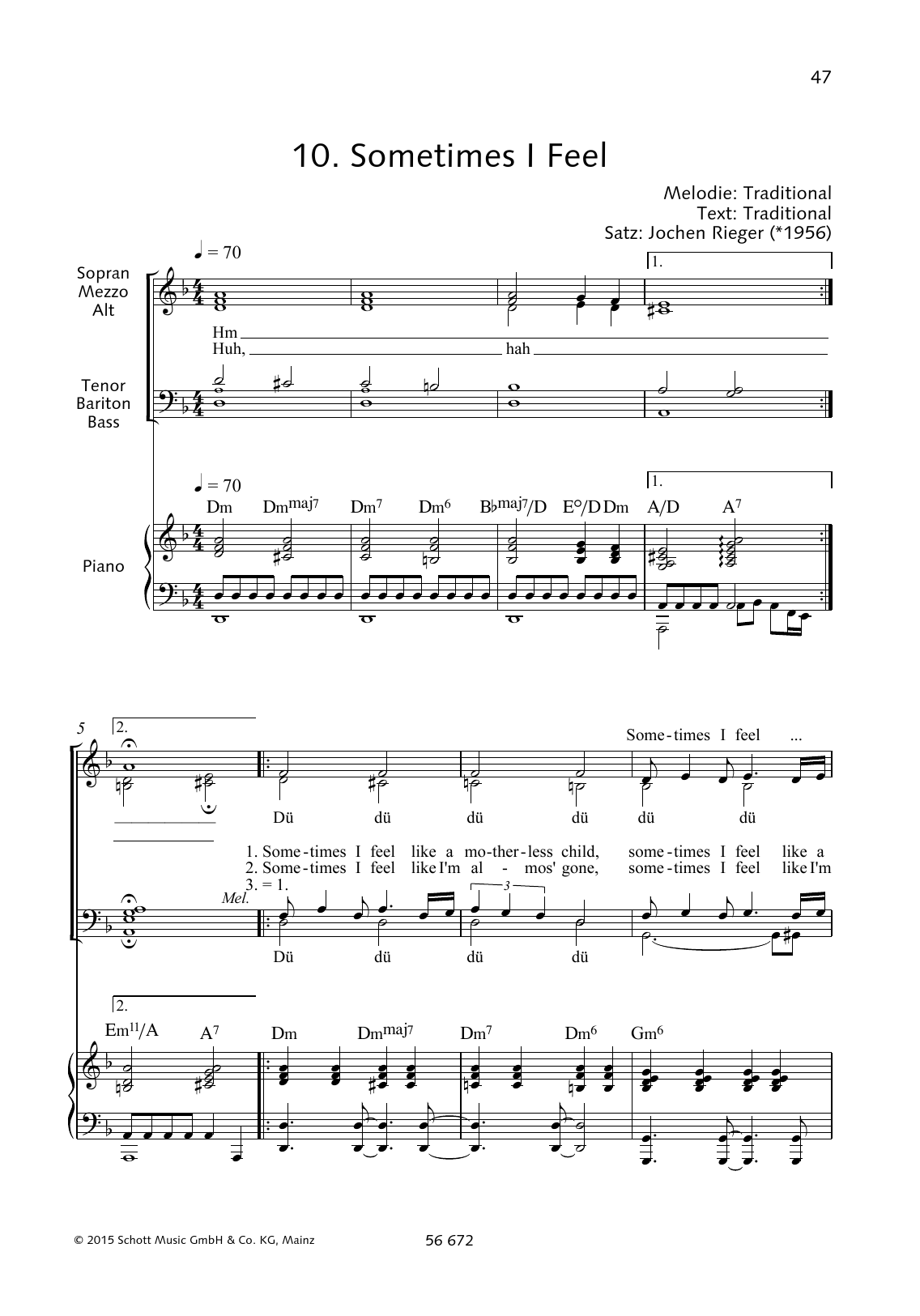 Jochen Rieger Sometimes I Feel sheet music notes and chords. Download Printable PDF.