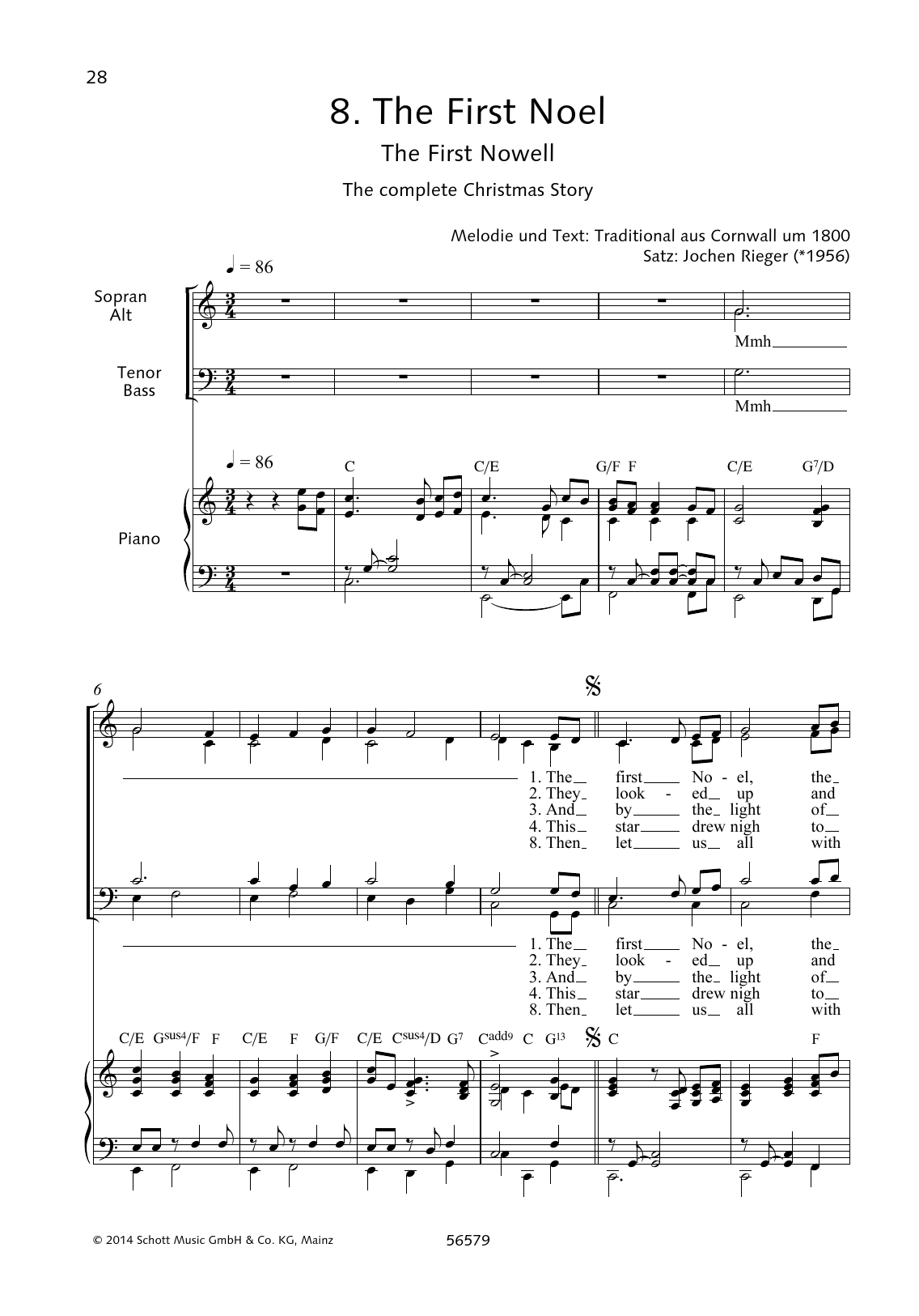 Jochen Rieger The First Noel sheet music notes and chords. Download Printable PDF.