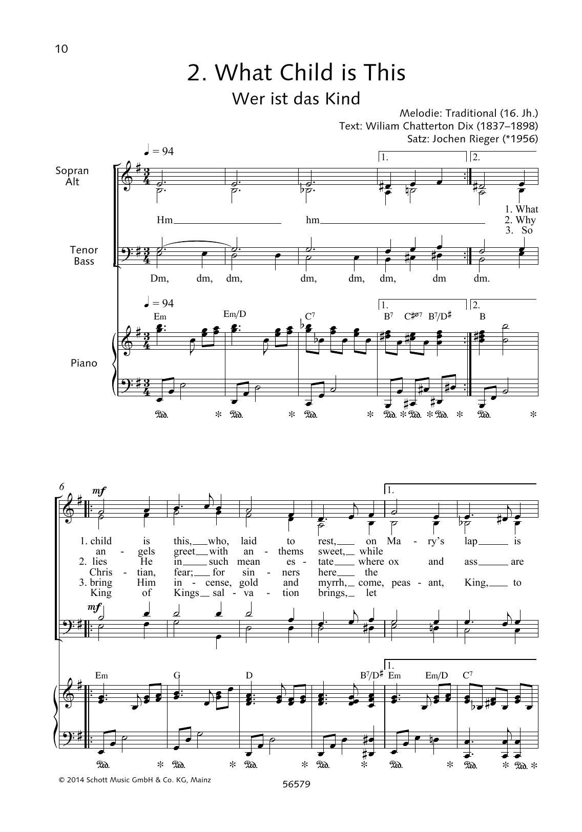 Learn to play Jochen Rieger What Child Is This sheet music for SATB Choir in minutes. Price: 3.9900$ Jochen Rieger What Child Is This sheet music notes and chords arranged for SATB Choir