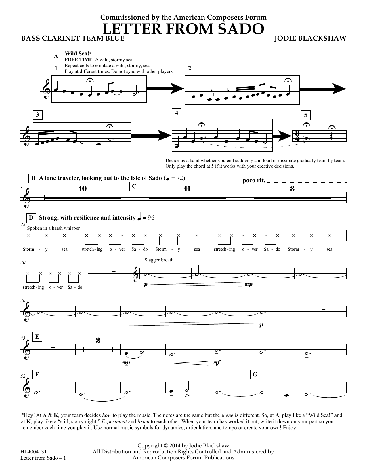Learn to play Jodie Blackshaw Letter from Sado - Bb Bass Clarinet Team Blue sheet music for Concert Band in minutes. Price: 5.9900$ Jodie Blackshaw Letter from Sado - Bb Bass Clarinet Team Blue sheet music notes and chords arranged for Concert Band