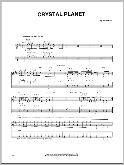 Joe Satriani Crystal Planet sheet music notes and chords. Download Printable PDF.