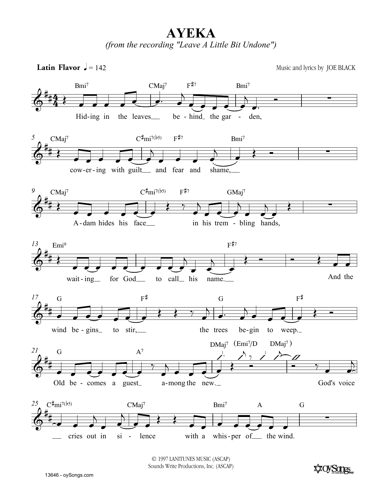 Joe Black Ayeka sheet music notes and chords. Download Printable PDF.