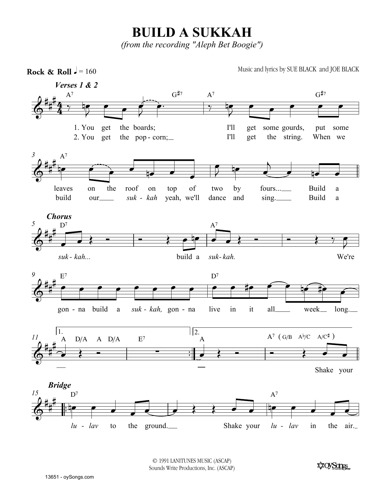 Joe Black Build A Sukkah sheet music notes and chords. Download Printable PDF.