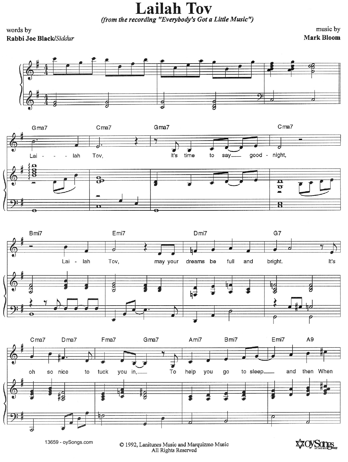 Joe Black Lailah Tov sheet music notes and chords. Download Printable PDF.