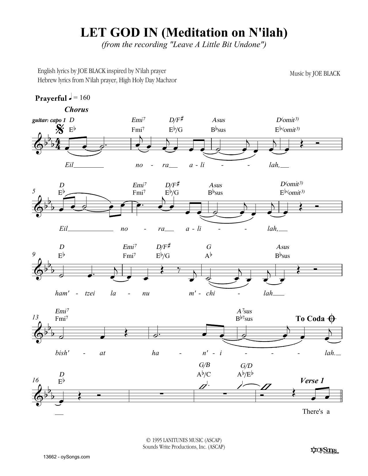 Joe Black Let God In sheet music notes and chords. Download Printable PDF.